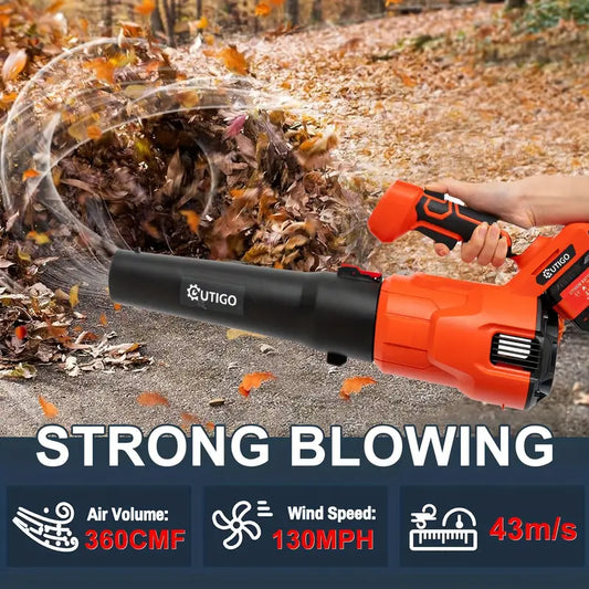 OUTIGO-Electric Leaf Blower, with 2 x 4.5 Ah 21V Batteries and Charger, 120 MPH, 3.3 m³/min, for Lawn Care, Removing Leaves/Dirt/Snow/Car Dust